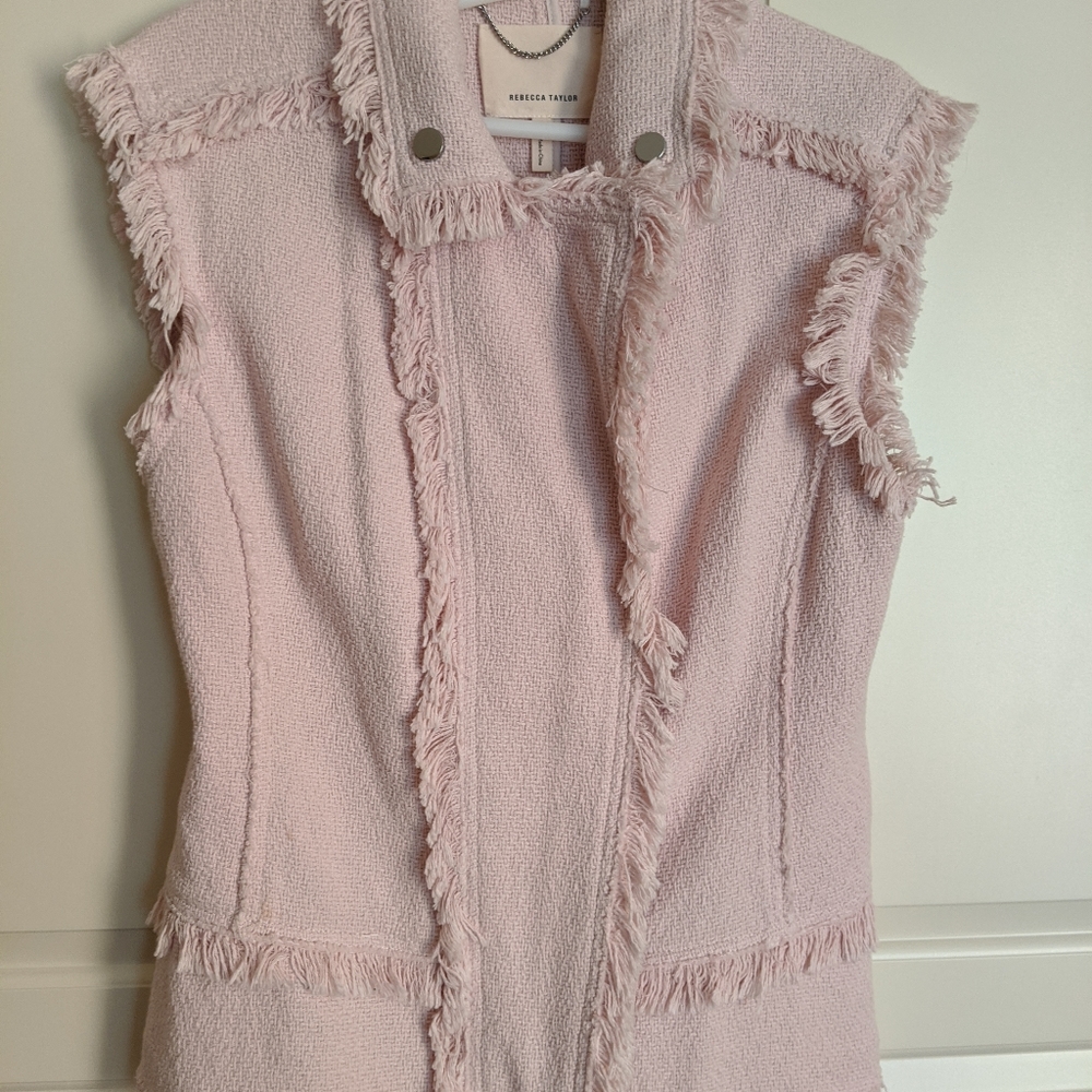 Rebecca Taylor Sheer Pink Tweed Vest size 2 - Picture 6 of 7